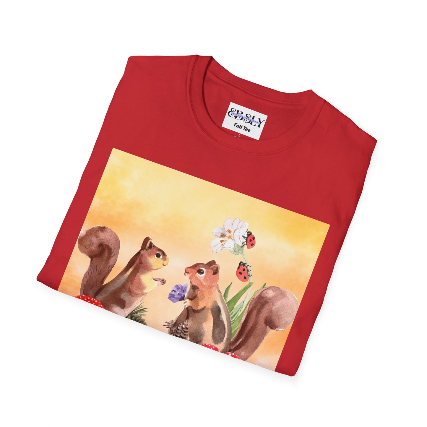 Playful Squirrel Art Unisex Softstyle T-Shirt, Cute Animal Shirt, Gift for Nature Lovers, Casual Wear, Eco-Friendly Fashion