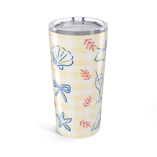 Charming Coastal Tumbler | 20oz Travel Mug | Nautical Drinkware for Summer, Beach Lovers, Gifts, Parties, picnics