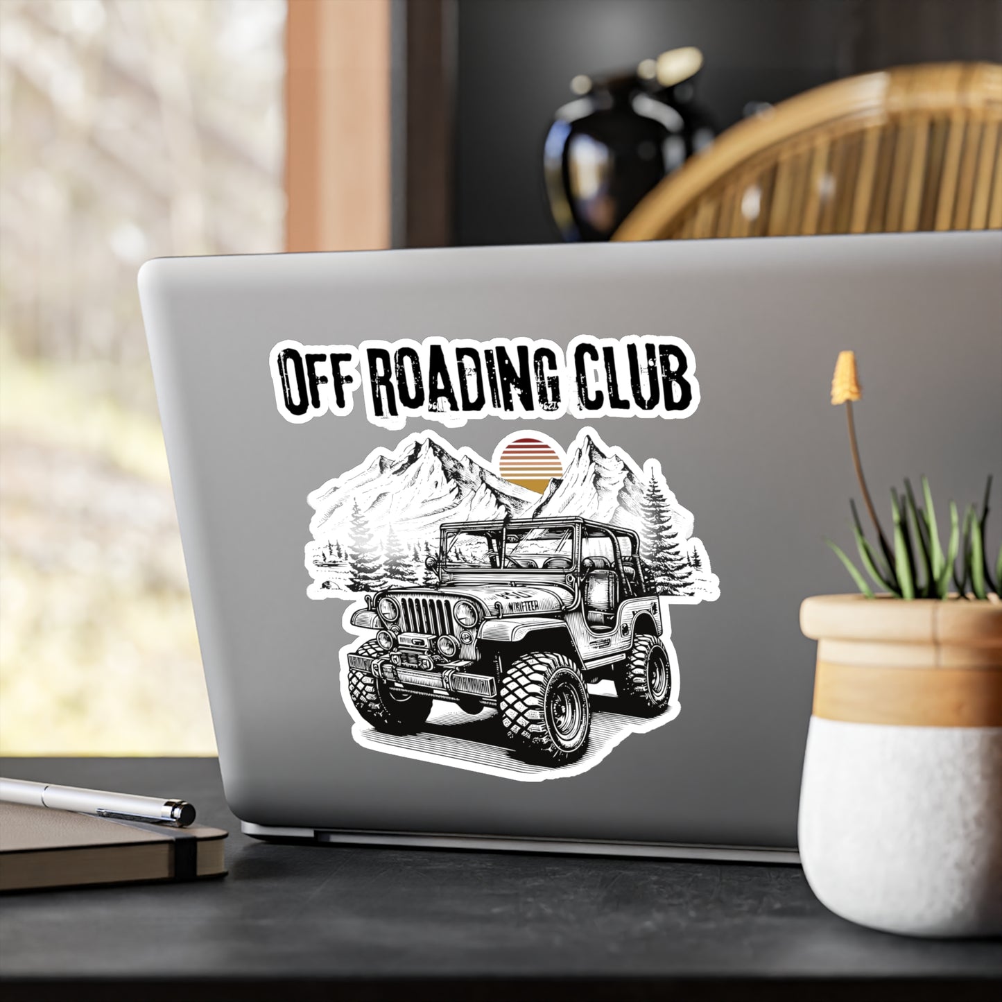 Off Roading Club Vinyl Decal — Jeep Mountain Adventure Kiss-Cut Sticker