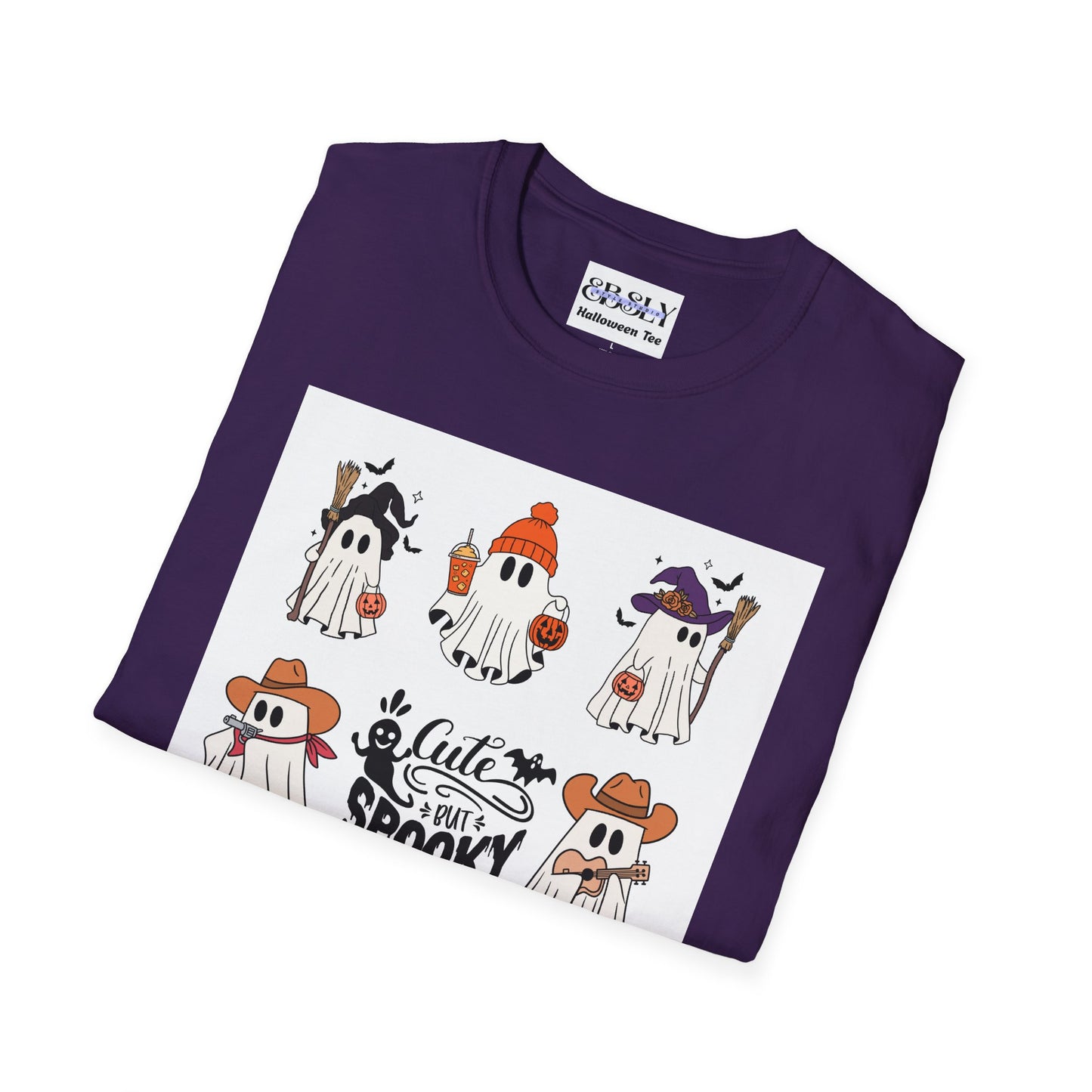 Cute & Spooky Ghosts Unisex Softstyle T-Shirt, Halloween Tee, Fall Fashion, Cute Ghost Shirt, Trick or Treat Apparel