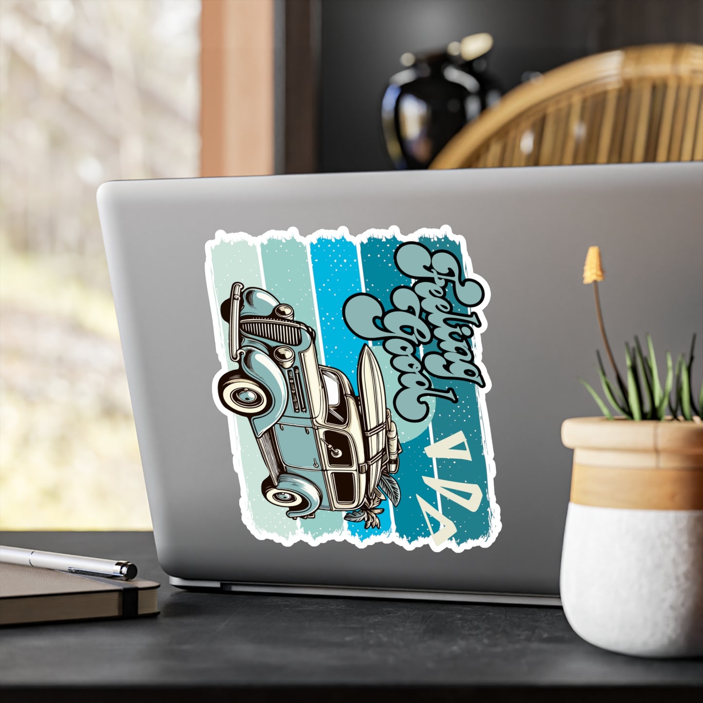 Feeling Good Retro Surf Car Sticker — Kiss-Cut Vinyl Decal