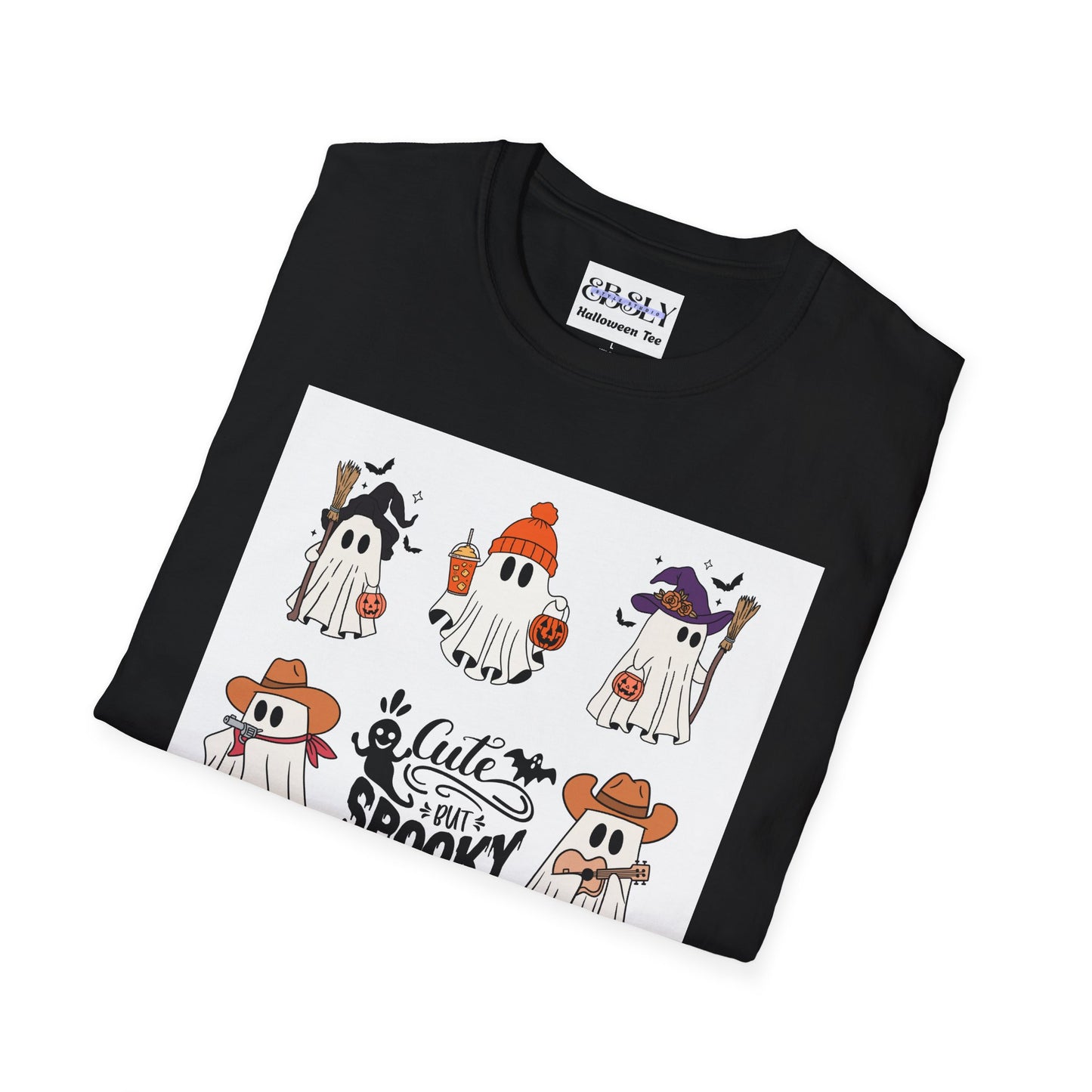 Cute & Spooky Ghosts Unisex Softstyle T-Shirt, Halloween Tee, Fall Fashion, Cute Ghost Shirt, Trick or Treat Apparel