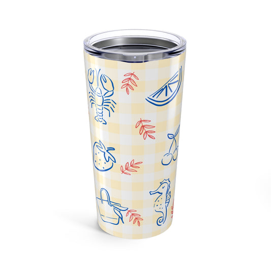 Charming Coastal Tumbler | 20oz Travel Mug | Nautical Drinkware for Summer, Beach Lovers, Gifts, Parties, picnics