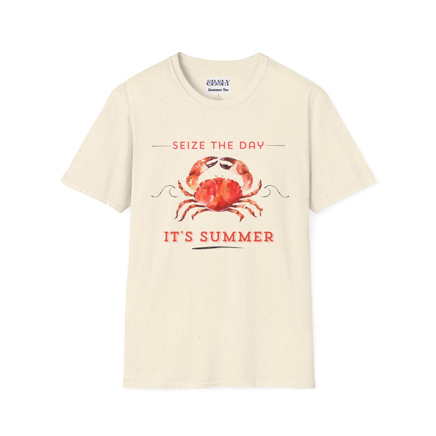 Summer Vibes Crab T-Shirt, Fun Summer Tee, Beachwear, Gift for Crab Lovers, Vacation Shirt, Seize the Day Shirt