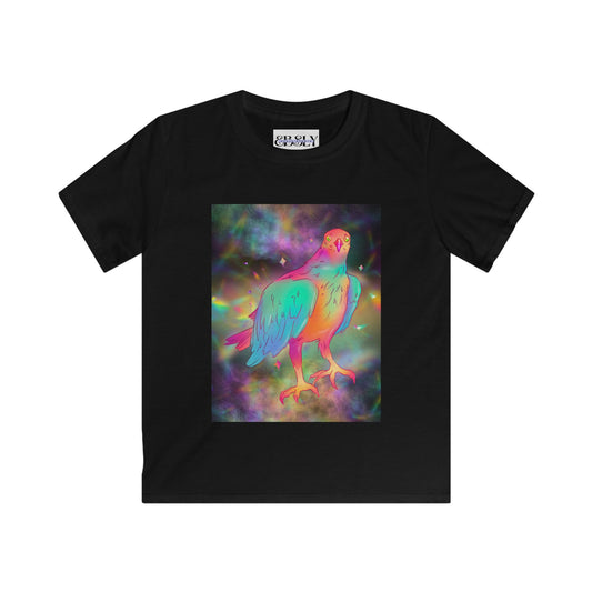 Colorful Bird Youth Tee, Trendy Tee for Kids, Rainbow Bird Graphic Shirt, Perfect Gift for Young Nature Lovers, Summer Fun Apparel