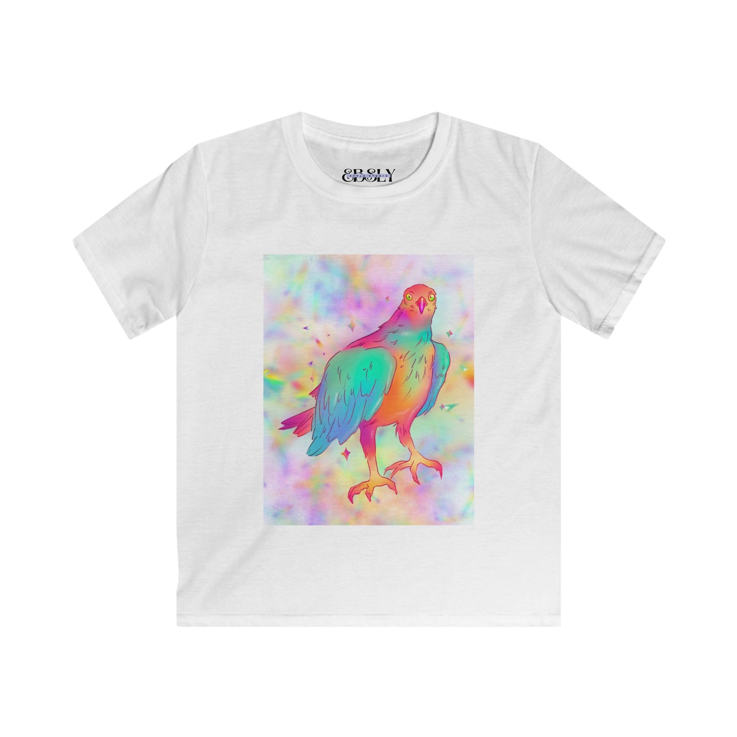 Colorful Bird Youth Tee, Trendy Tee for Kids, Rainbow Bird Graphic Shirt, Perfect Gift for Young Nature Lovers, Summer Fun Apparel