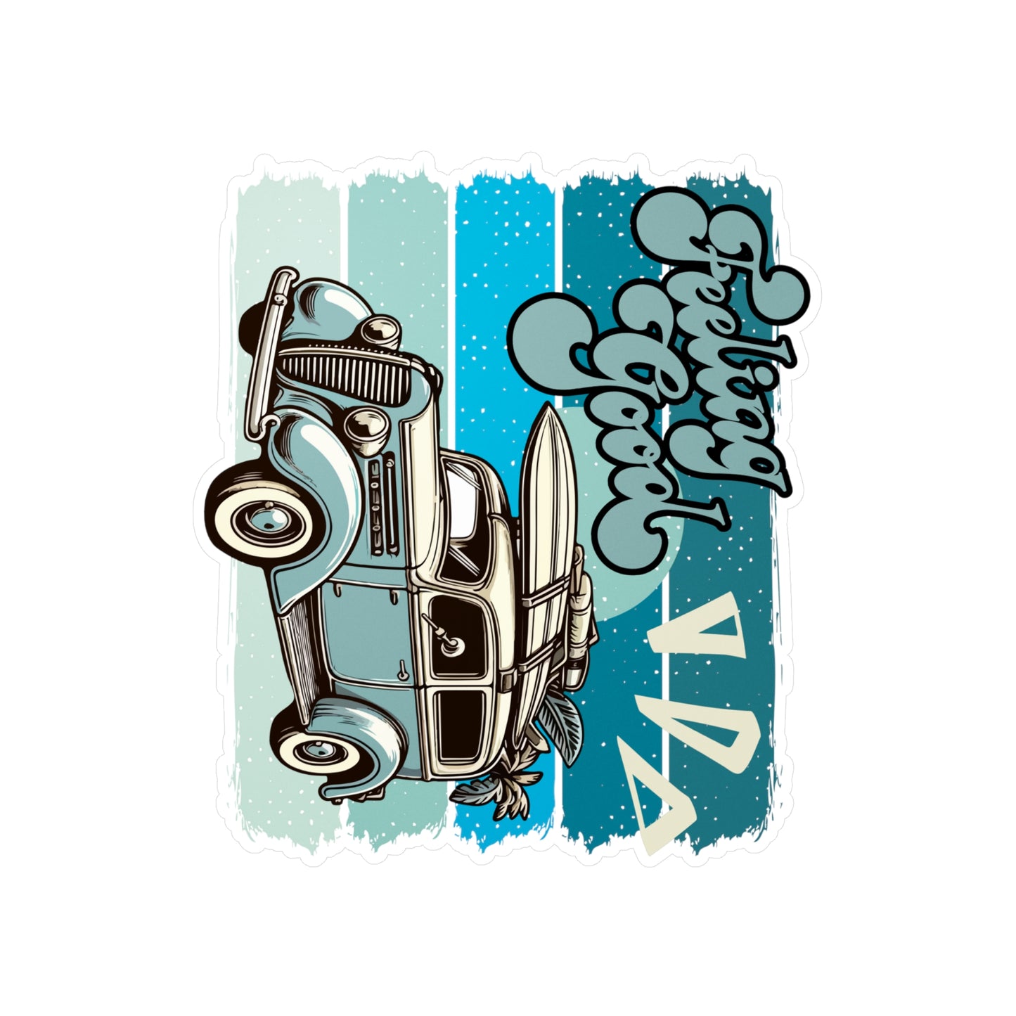 Feeling Good Retro Surf Car Sticker — Kiss-Cut Vinyl Decal