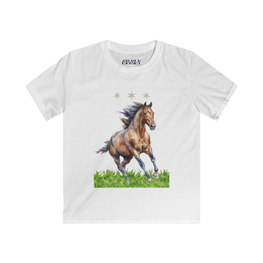 Galloping Horse Kids Softstyle Tee, Horse Shirt, Equine Apparel, Children's Fashion, Gift for Horse Lovers, Animal Lover's Tee