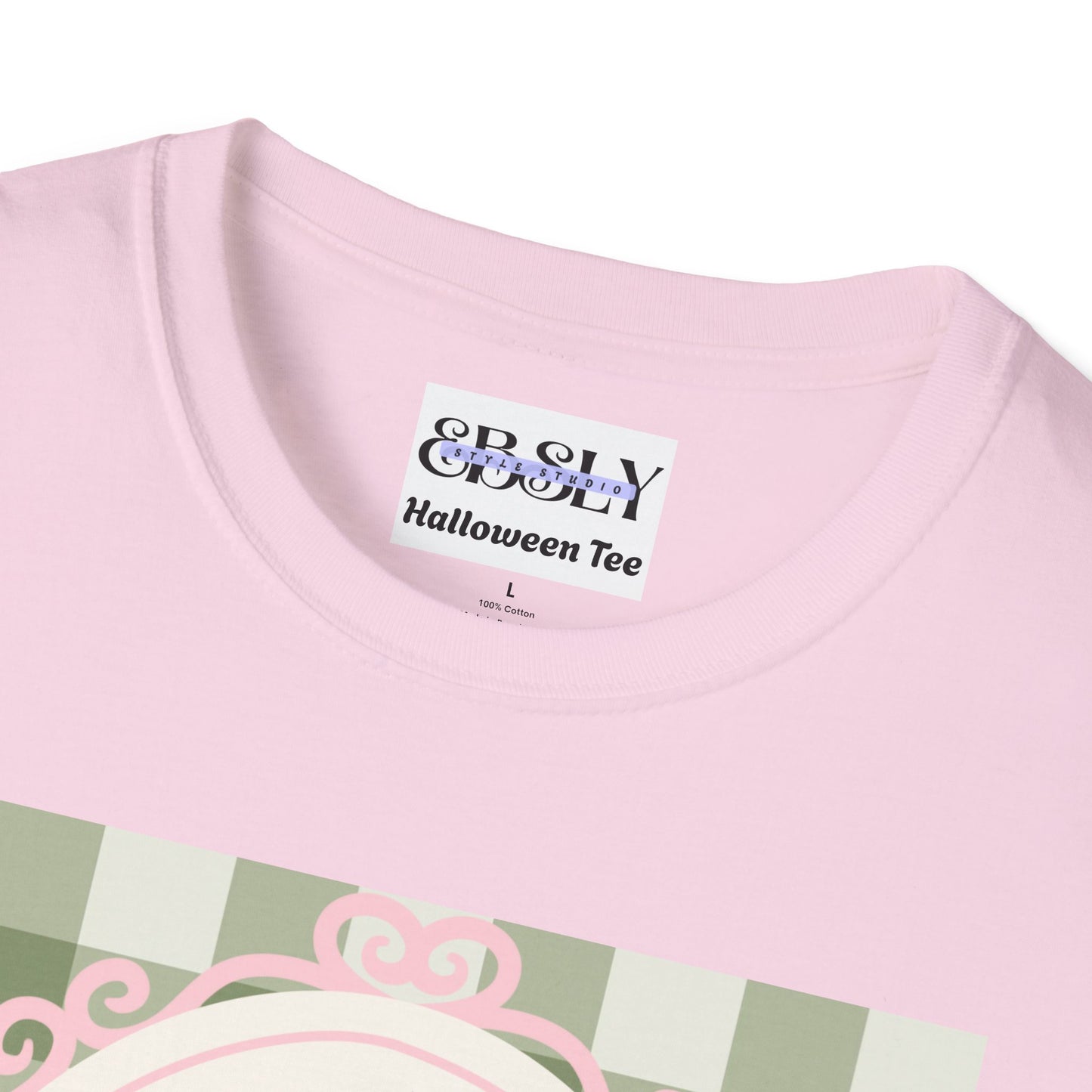 Cute Ghost and Butterfly Unisex Softstyle T-Shirt for Halloween, Casual Wear, Gift for Friends, Home Decor, Seasonal Fashion