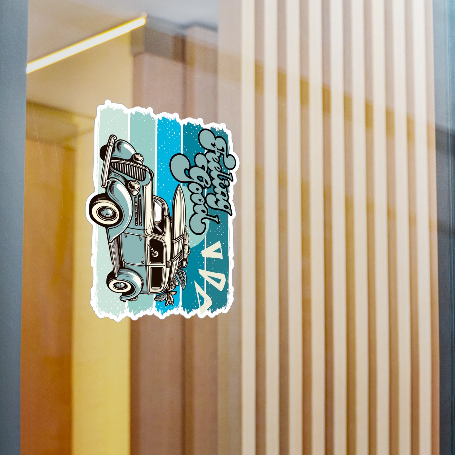 Feeling Good Retro Surf Car Sticker — Kiss-Cut Vinyl Decal