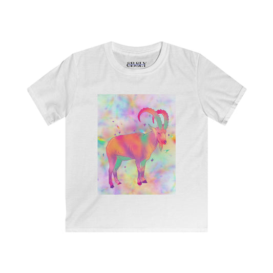 Colorful Goat Youth Tee, Unique Animal Shirt, Vibrant Kid's Apparel, Fun Gift for Children, Creative Birthday Top