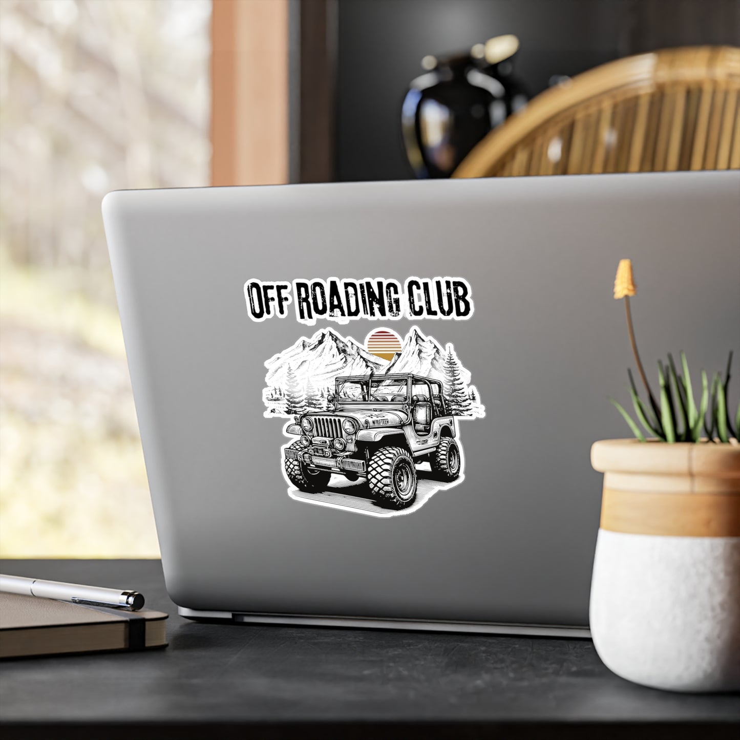 Off Roading Club Vinyl Decal — Jeep Mountain Adventure Kiss-Cut Sticker