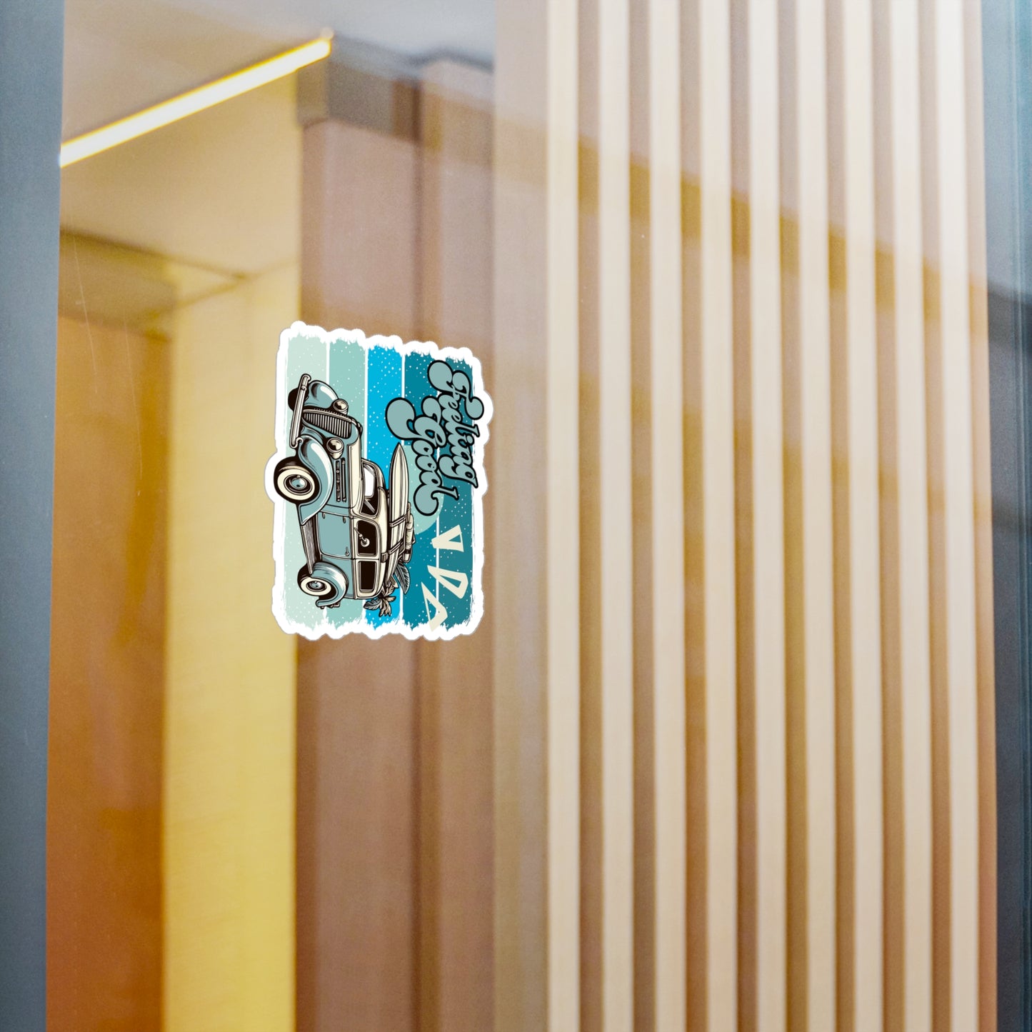 Feeling Good Retro Surf Car Sticker — Kiss-Cut Vinyl Decal