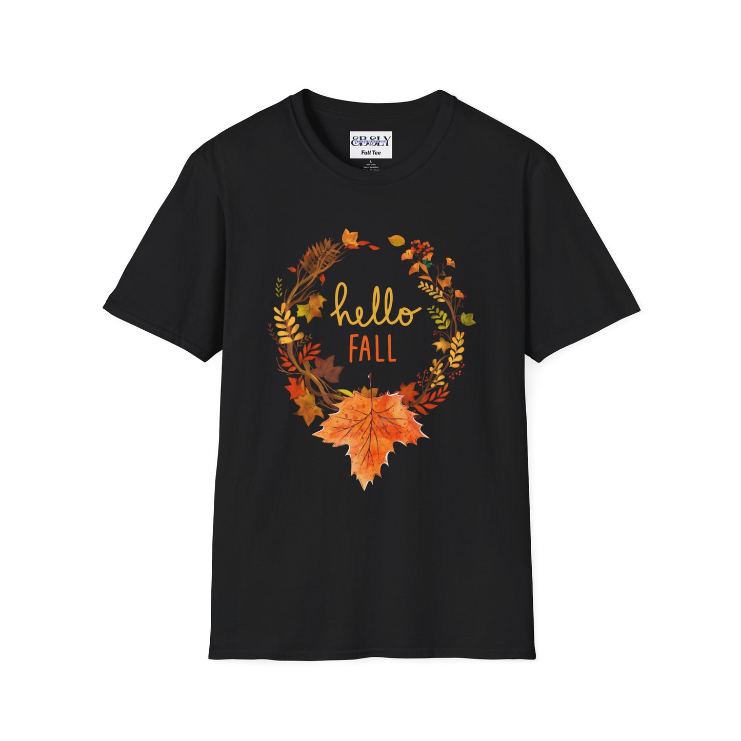 Hello Fall Unisex Softstyle T-Shirt, Autumn Tee, Seasonal Shirt, Pumpkin Spice Apparel, Thanksgiving Gift, Cozy Fashion