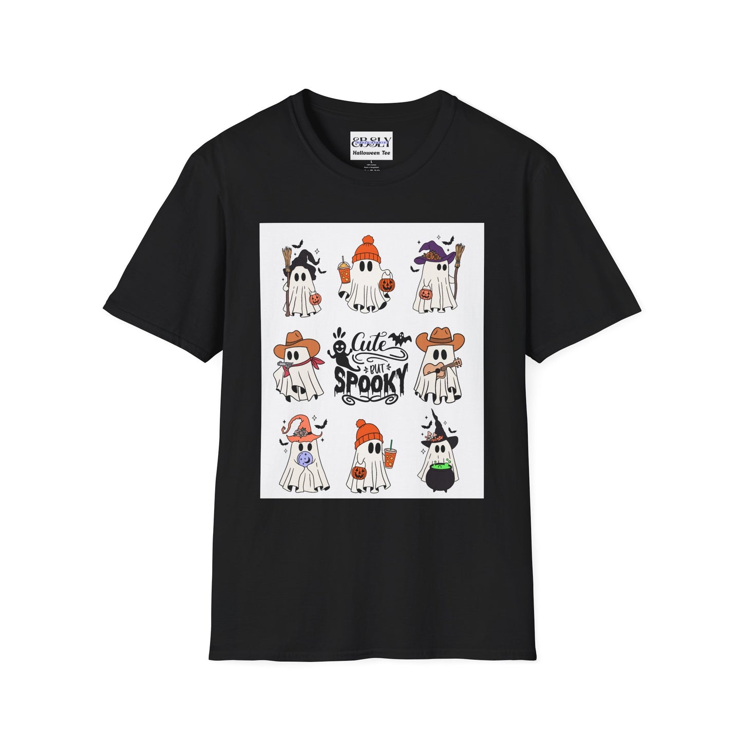Cute & Spooky Ghosts Unisex Softstyle T-Shirt, Halloween Tee, Fall Fashion, Cute Ghost Shirt, Trick or Treat Apparel