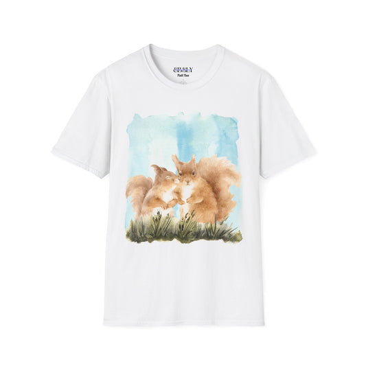 Whimsical Squirrel Art Tee, Nature Lover Gift, Cute Wildlife Shirt, Animal Lover Apparel, Eco-Friendly T-Shirt