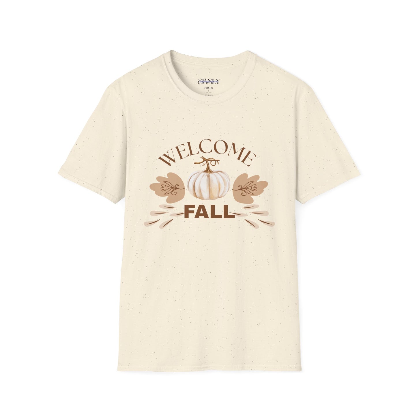 Welcome Fall Unisex Softstyle T-Shirt, Autumn Tee, Pumpkin Shirt, Fall Fashion, Seasonal Wear, Harvest Celebration Shirt