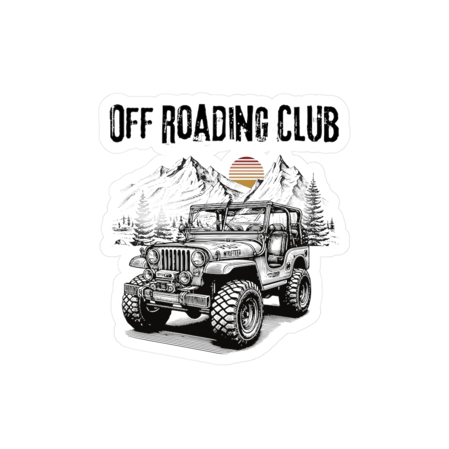 Off Roading Club Vinyl Decal — Jeep Mountain Adventure Kiss-Cut Sticker