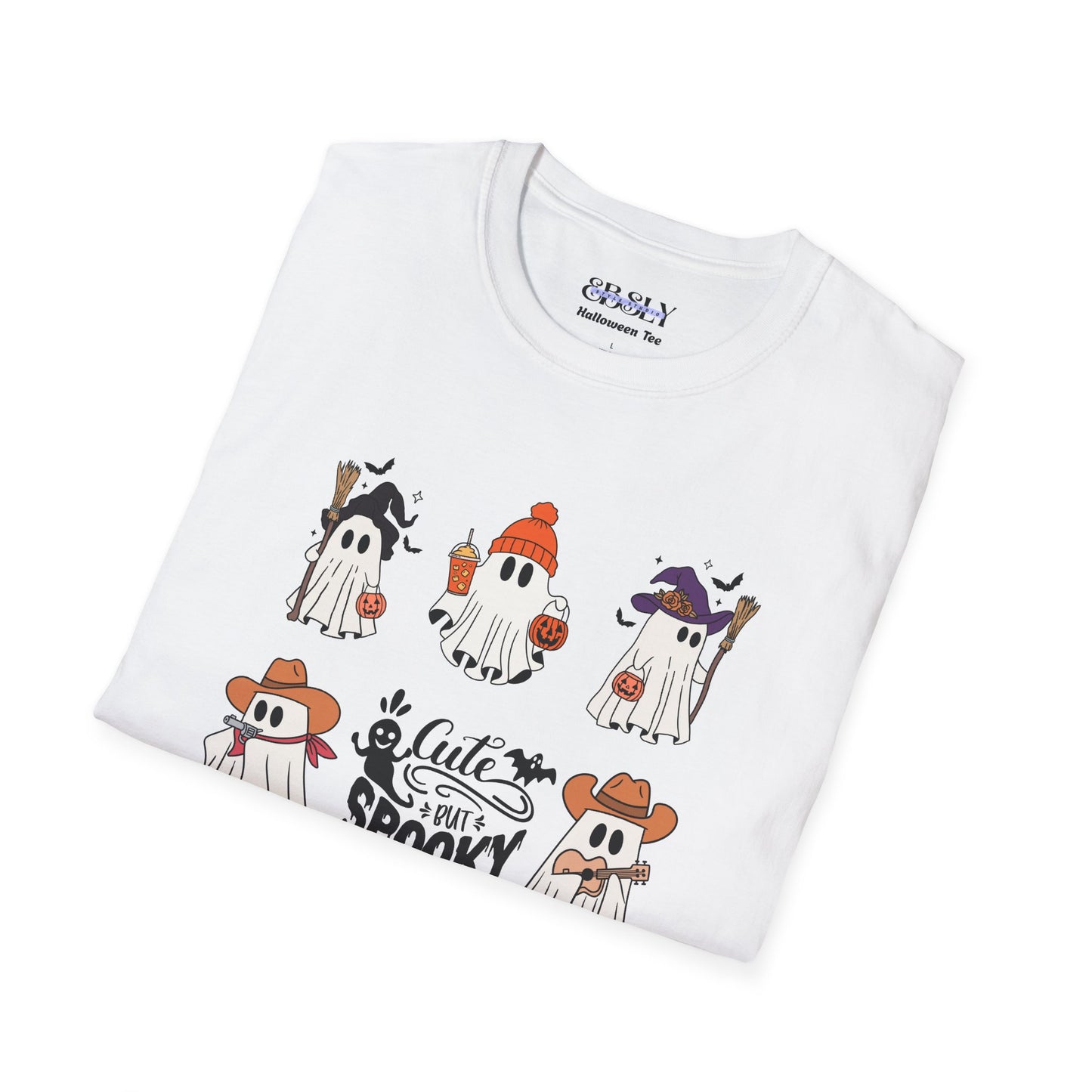 Cute & Spooky Ghosts Unisex Softstyle T-Shirt, Halloween Tee, Fall Fashion, Cute Ghost Shirt, Trick or Treat Apparel