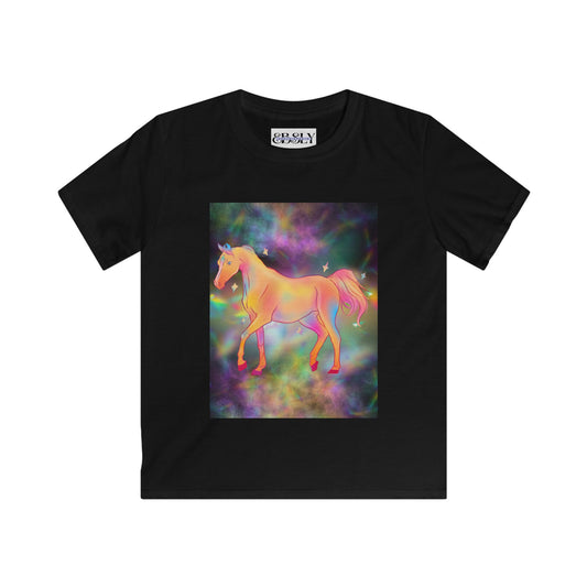 Colorful Horse Youth Tee, Kids Rainbow T-Shirt, Fun Summer Shirt, Birthday Gift, Playful Animal Top