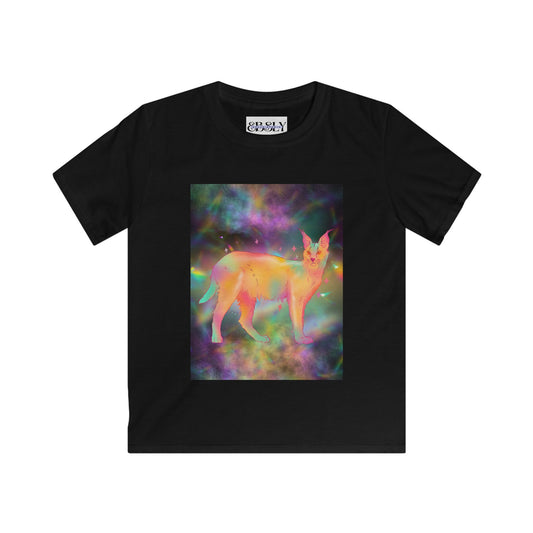 Colorful Big Cat Art Youth Tee, Vibrant Kids T-Shirt, Fun Summer Top, Gift for Little Animal Lovers, Cool Birthday Outfit