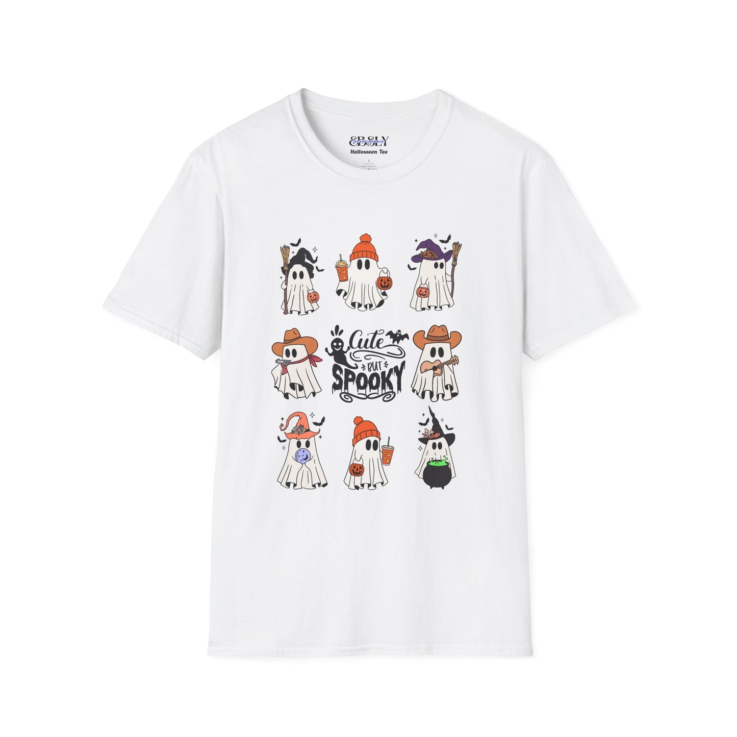 Cute & Spooky Ghosts Unisex Softstyle T-Shirt, Halloween Tee, Fall Fashion, Cute Ghost Shirt, Trick or Treat Apparel