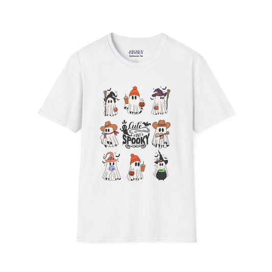 Cute & Spooky Ghosts Unisex Softstyle T-Shirt, Halloween Tee, Fall Fashion, Cute Ghost Shirt, Trick or Treat Apparel