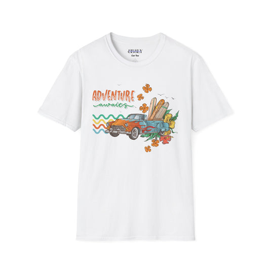 Unisex Adventure Graphic T-Shirt - Fun Travel Tee, Summer Vacation Shirt, Gift for Road Trip Lovers, Retro Car Design, Casual Wear
