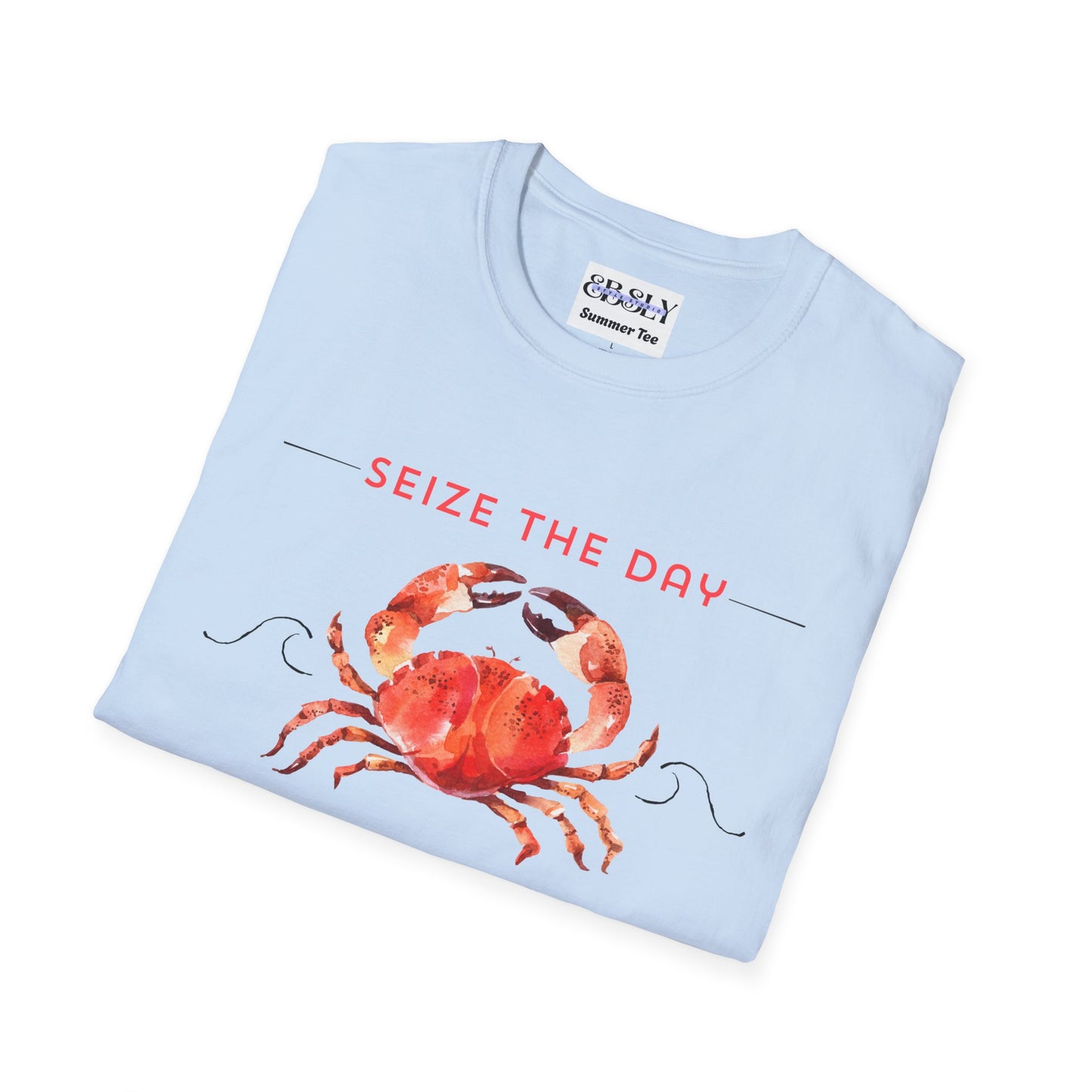 Summer Vibes Crab T-Shirt, Fun Summer Tee, Beachwear, Gift for Crab Lovers, Vacation Shirt, Seize the Day Shirt