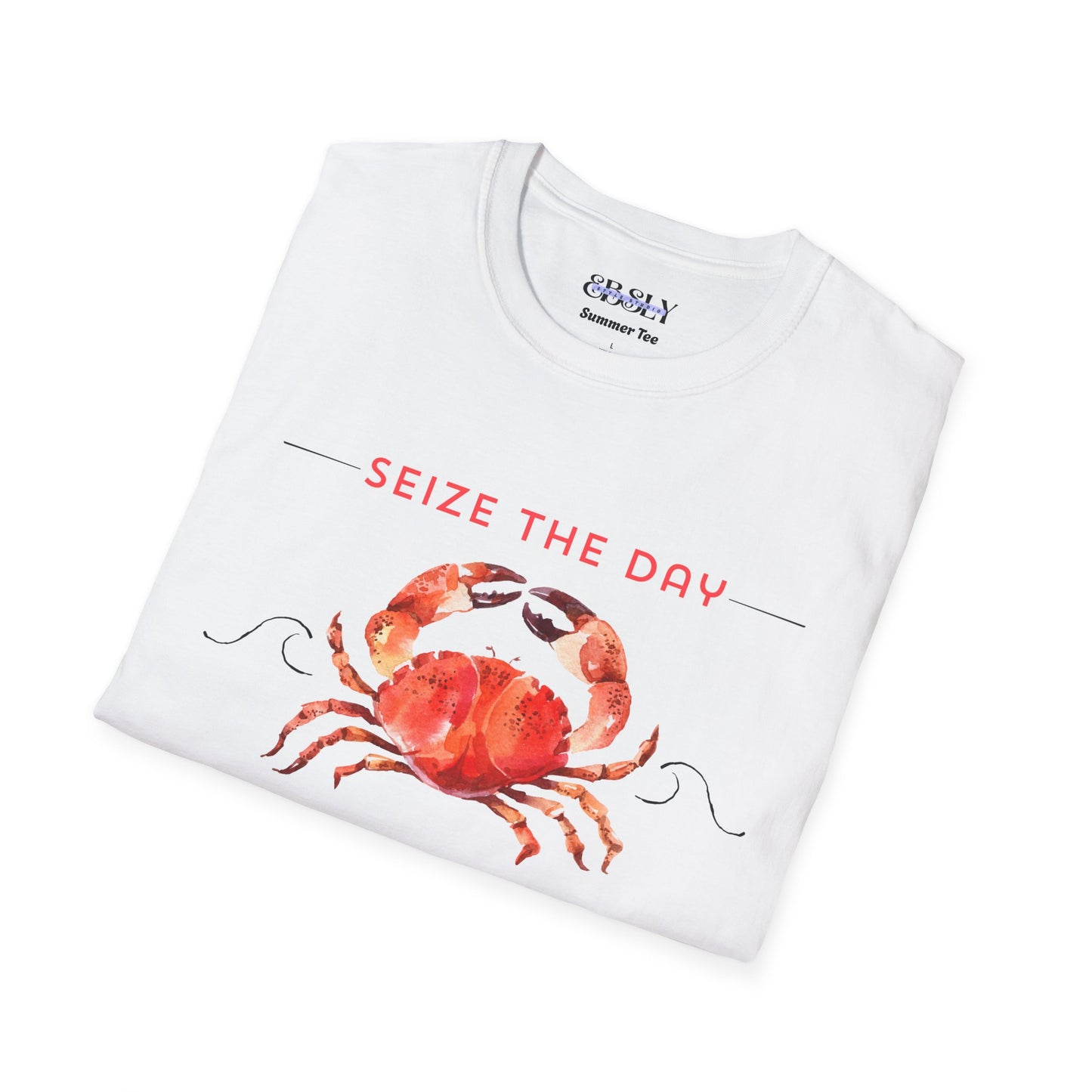 Summer Vibes Crab T-Shirt, Fun Summer Tee, Beachwear, Gift for Crab Lovers, Vacation Shirt, Seize the Day Shirt