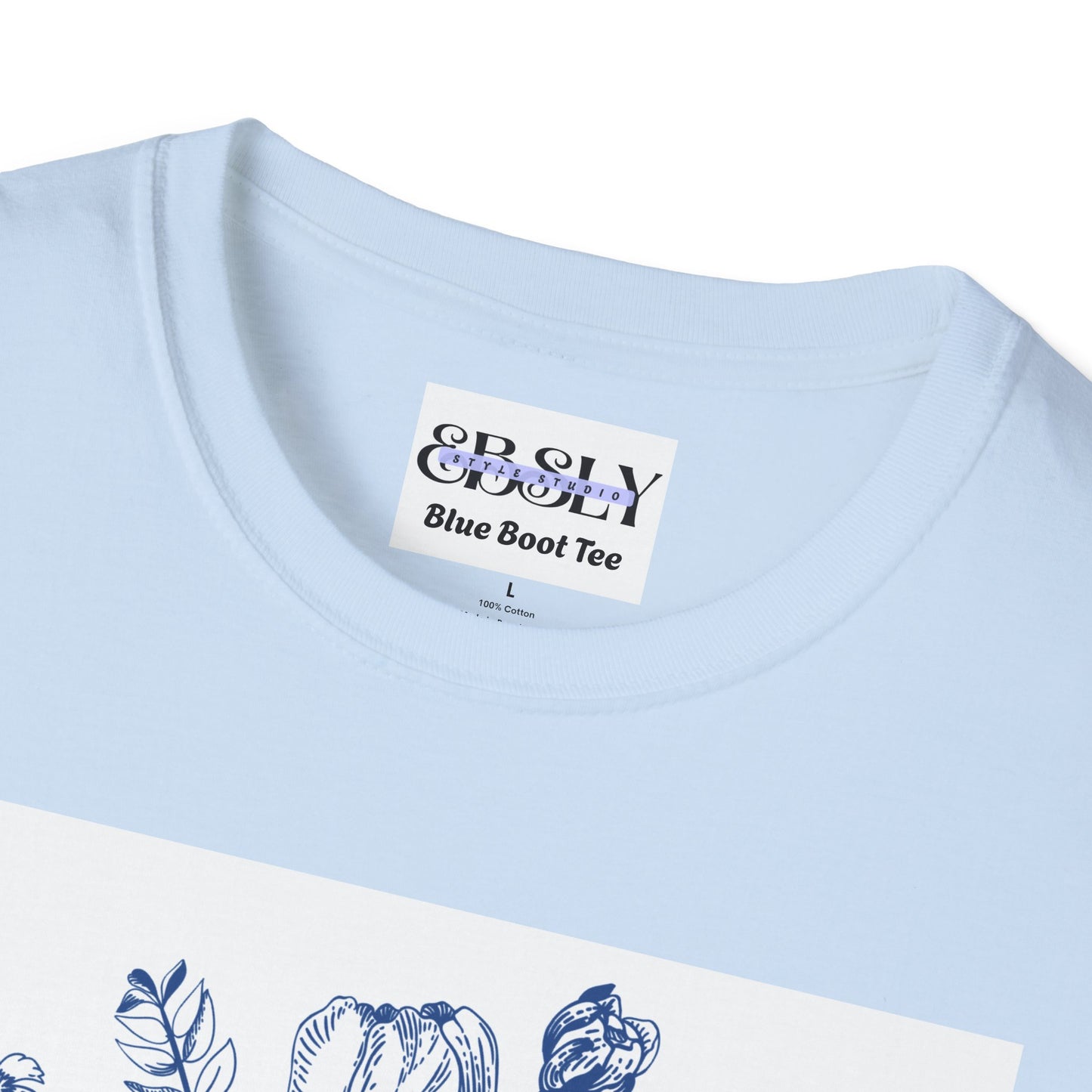 Blue Floral Western Boots T-Shirt, Unisex Tee, Casual Shirt, Country Style Apparel, Gift for Her, Spring Fashion