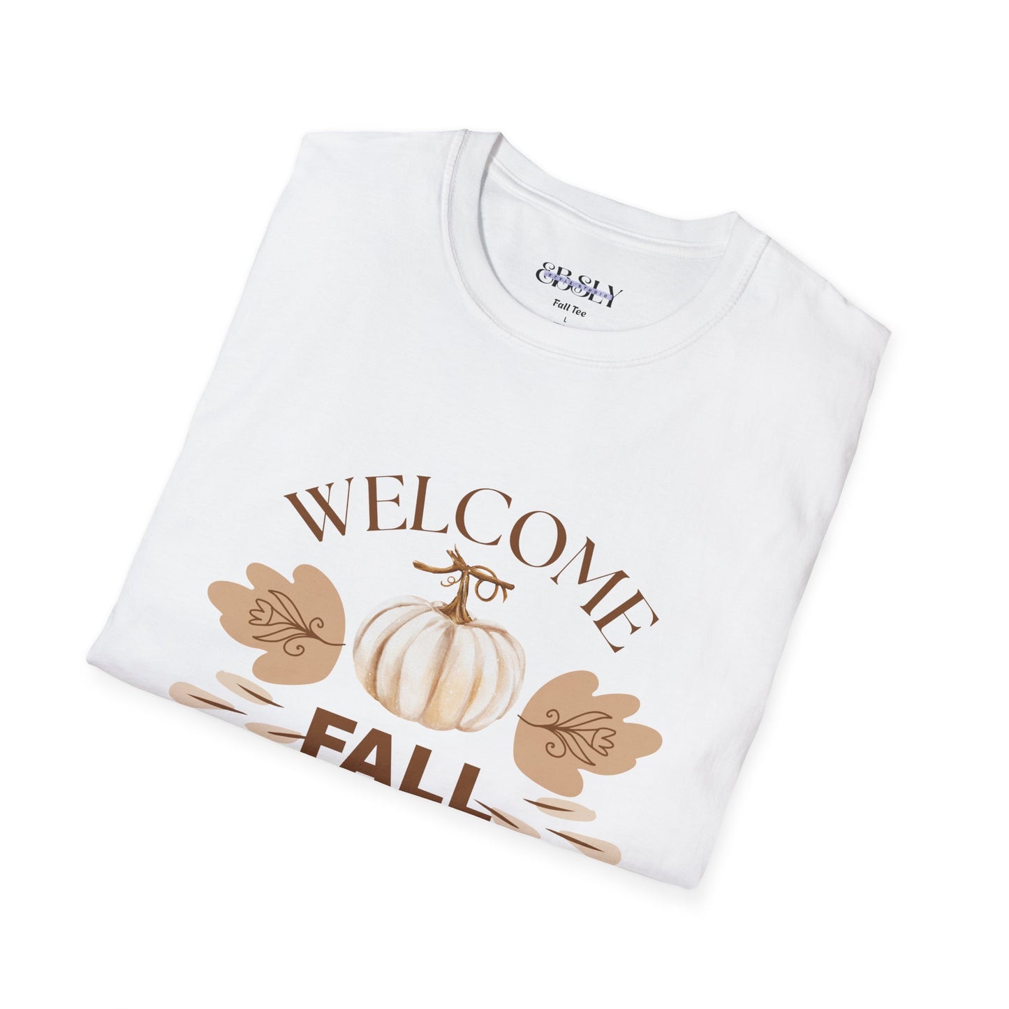 Welcome Fall Unisex Softstyle T-Shirt, Autumn Tee, Pumpkin Shirt, Fall Fashion, Seasonal Wear, Harvest Celebration Shirt