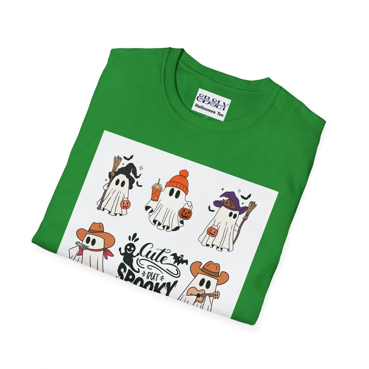 Cute & Spooky Ghosts Unisex Softstyle T-Shirt, Halloween Tee, Fall Fashion, Cute Ghost Shirt, Trick or Treat Apparel