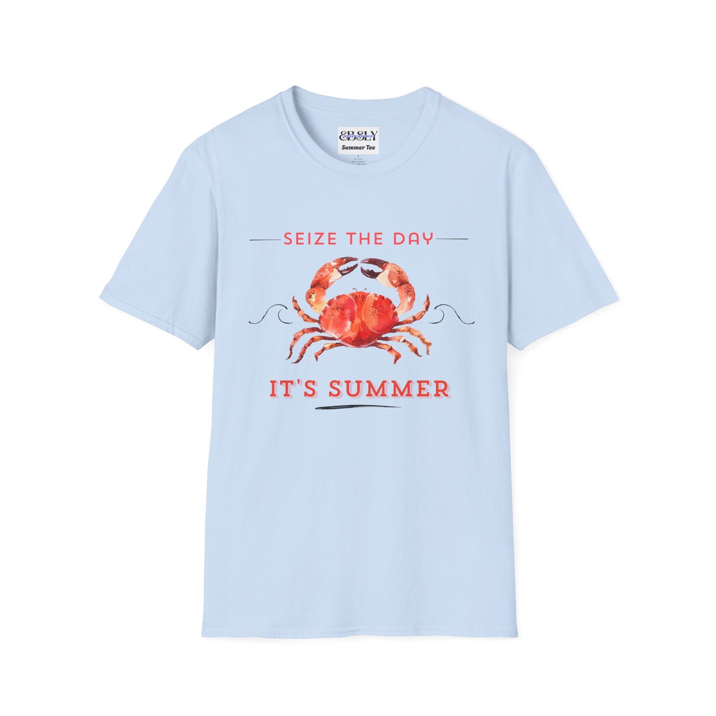 Summer Vibes Crab T-Shirt, Fun Summer Tee, Beachwear, Gift for Crab Lovers, Vacation Shirt, Seize the Day Shirt