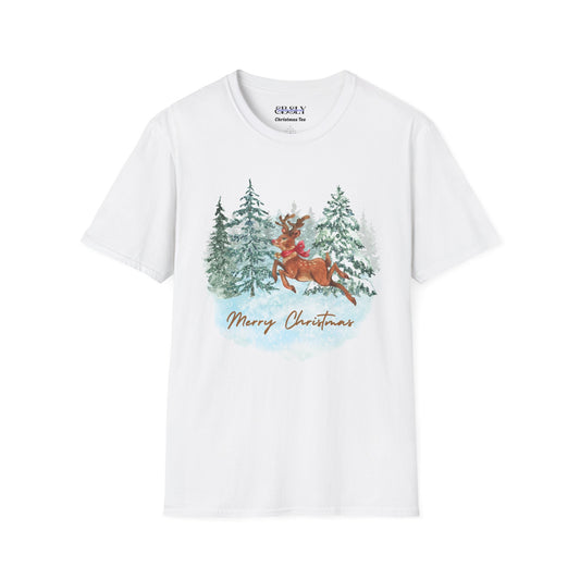 Merry Christmas Reindeer T-Shirt, Holiday Tee, Festive Gift, Winter Apparel, Cozy Christmas Shirt, Unisex Seasonal Clothing