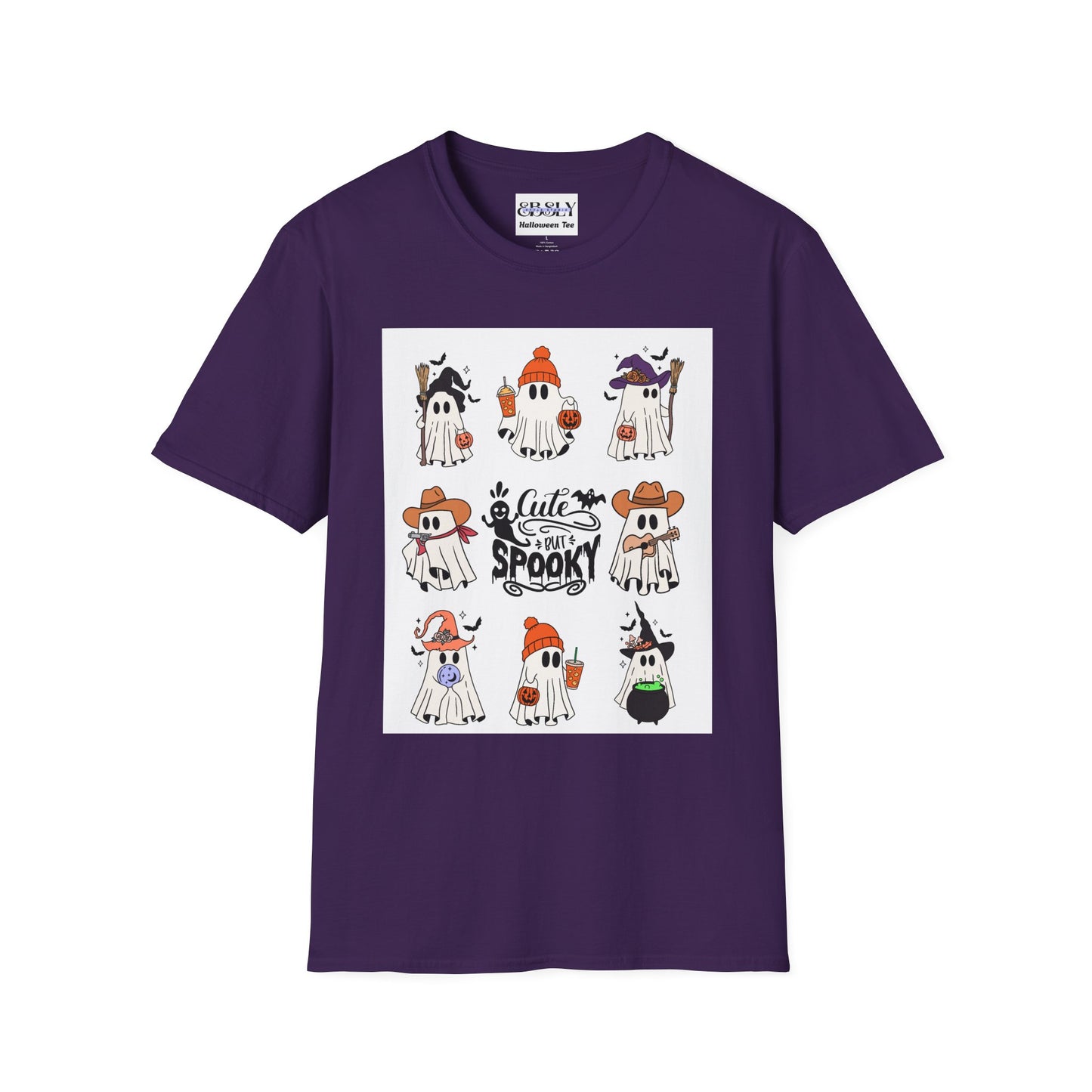Cute & Spooky Ghosts Unisex Softstyle T-Shirt, Halloween Tee, Fall Fashion, Cute Ghost Shirt, Trick or Treat Apparel