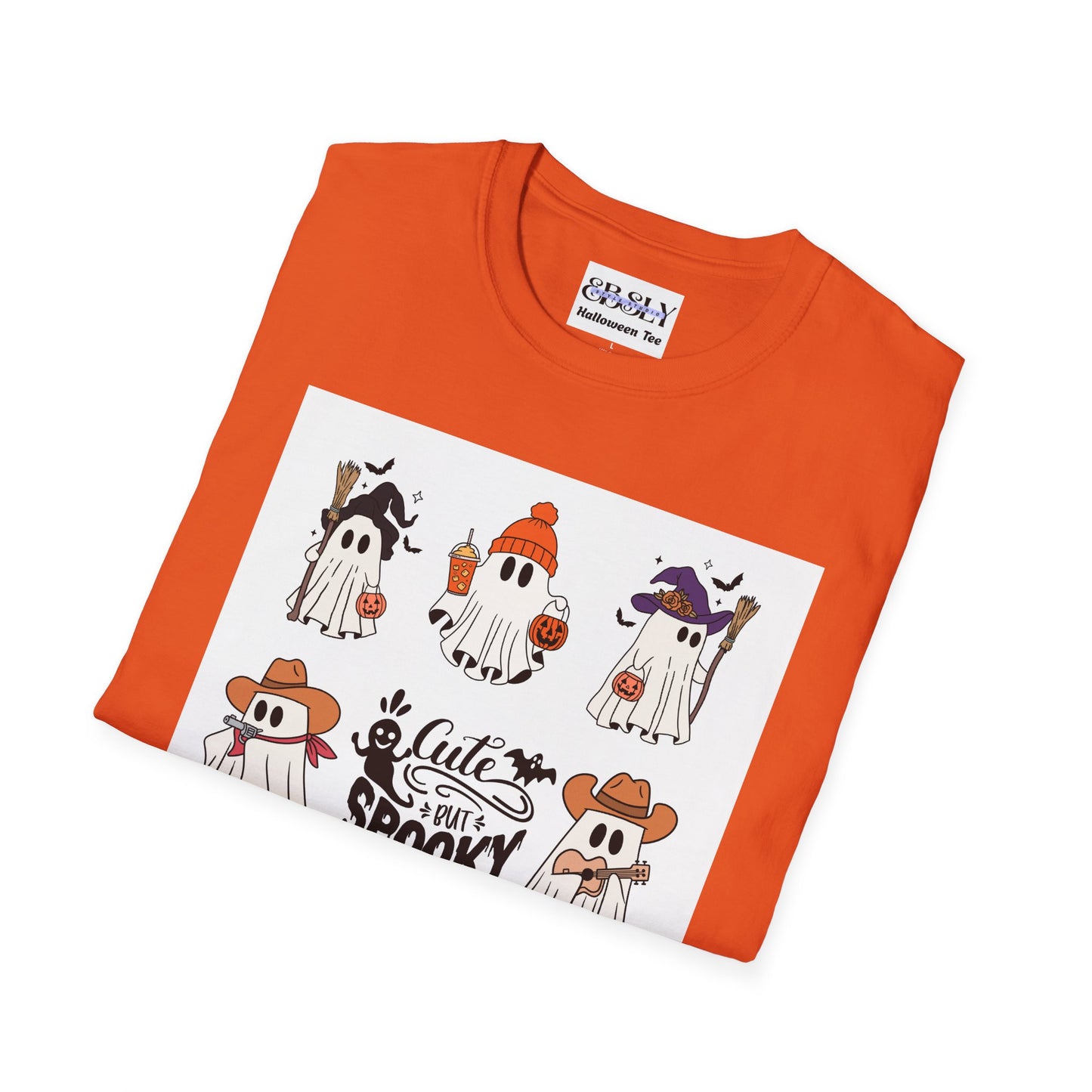 Cute & Spooky Ghosts Unisex Softstyle T-Shirt, Halloween Tee, Fall Fashion, Cute Ghost Shirt, Trick or Treat Apparel