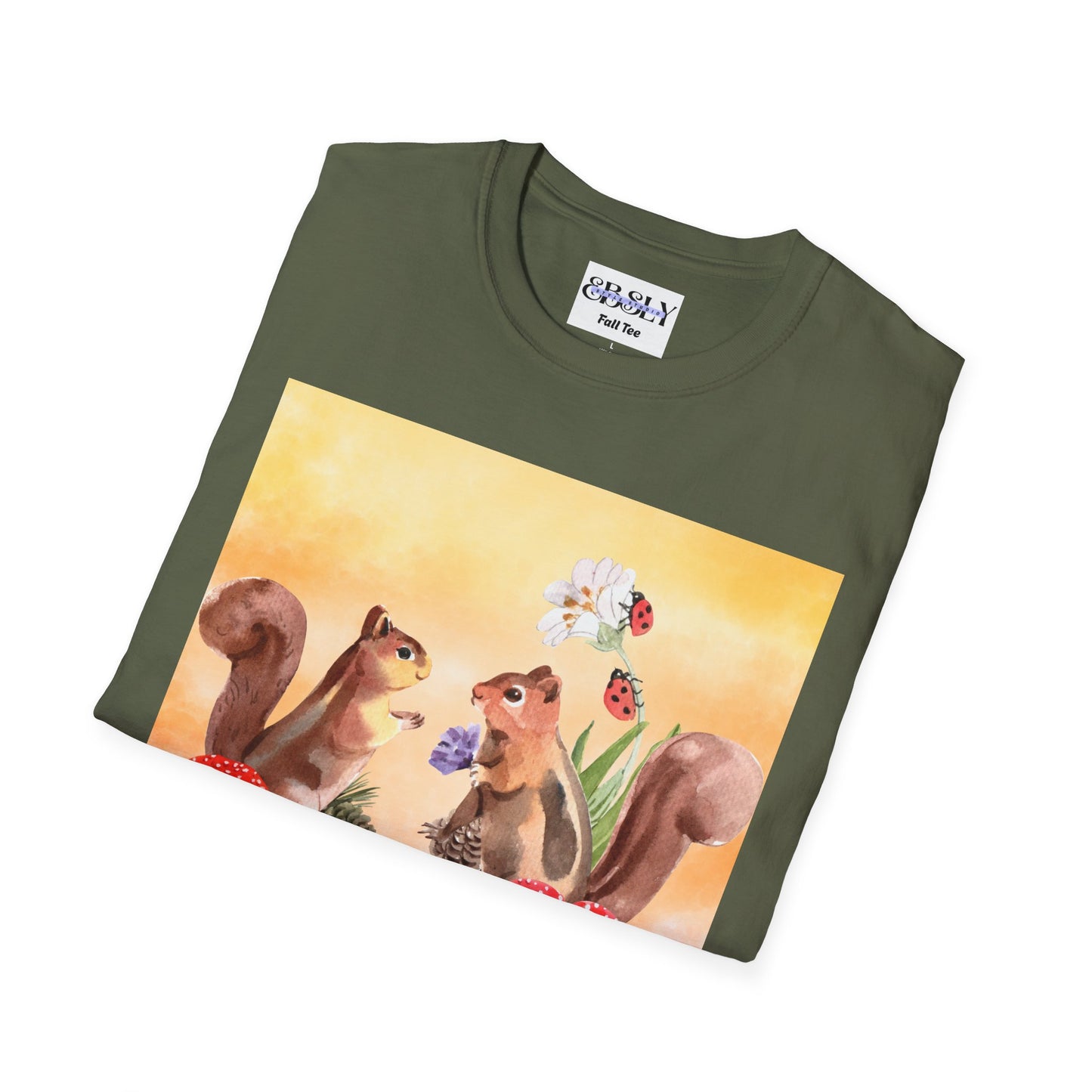 Playful Squirrel Art Unisex Softstyle T-Shirt, Cute Animal Shirt, Gift for Nature Lovers, Casual Wear, Eco-Friendly Fashion