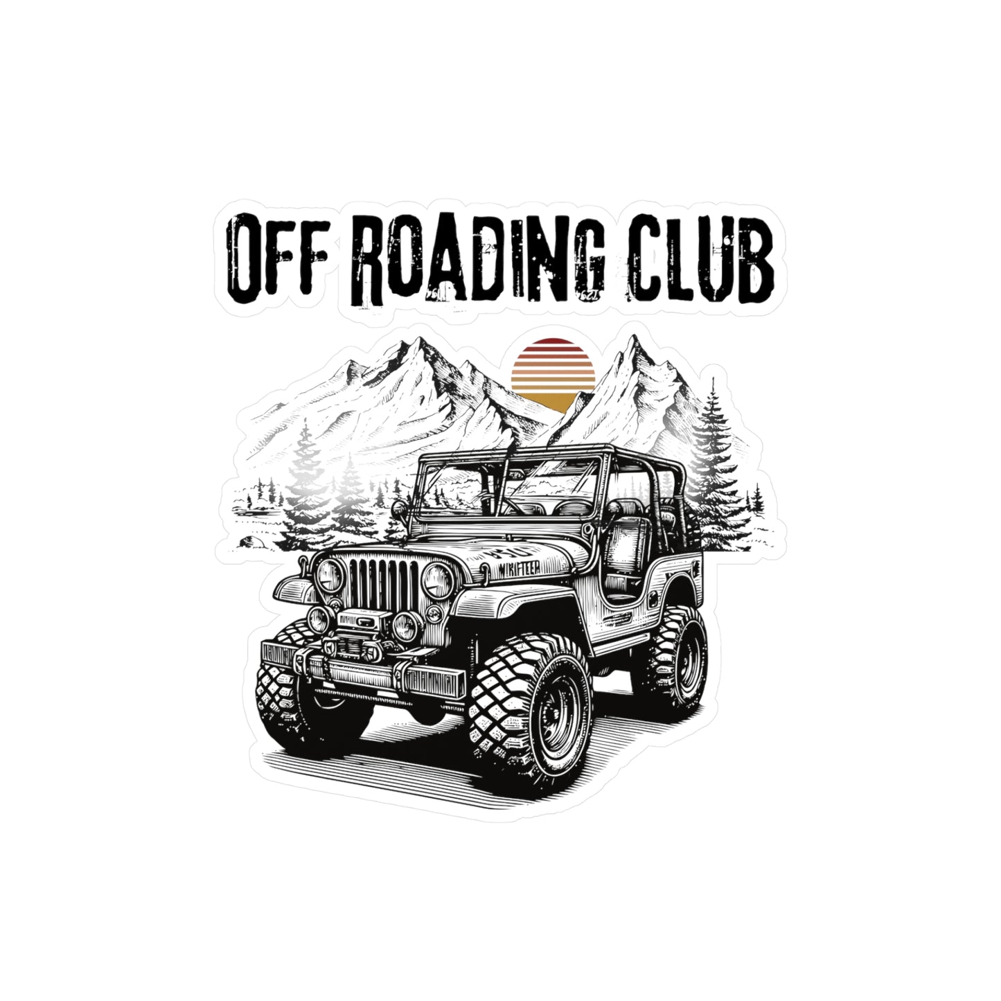 Off Roading Club Vinyl Decal — Jeep Mountain Adventure Kiss-Cut Sticker