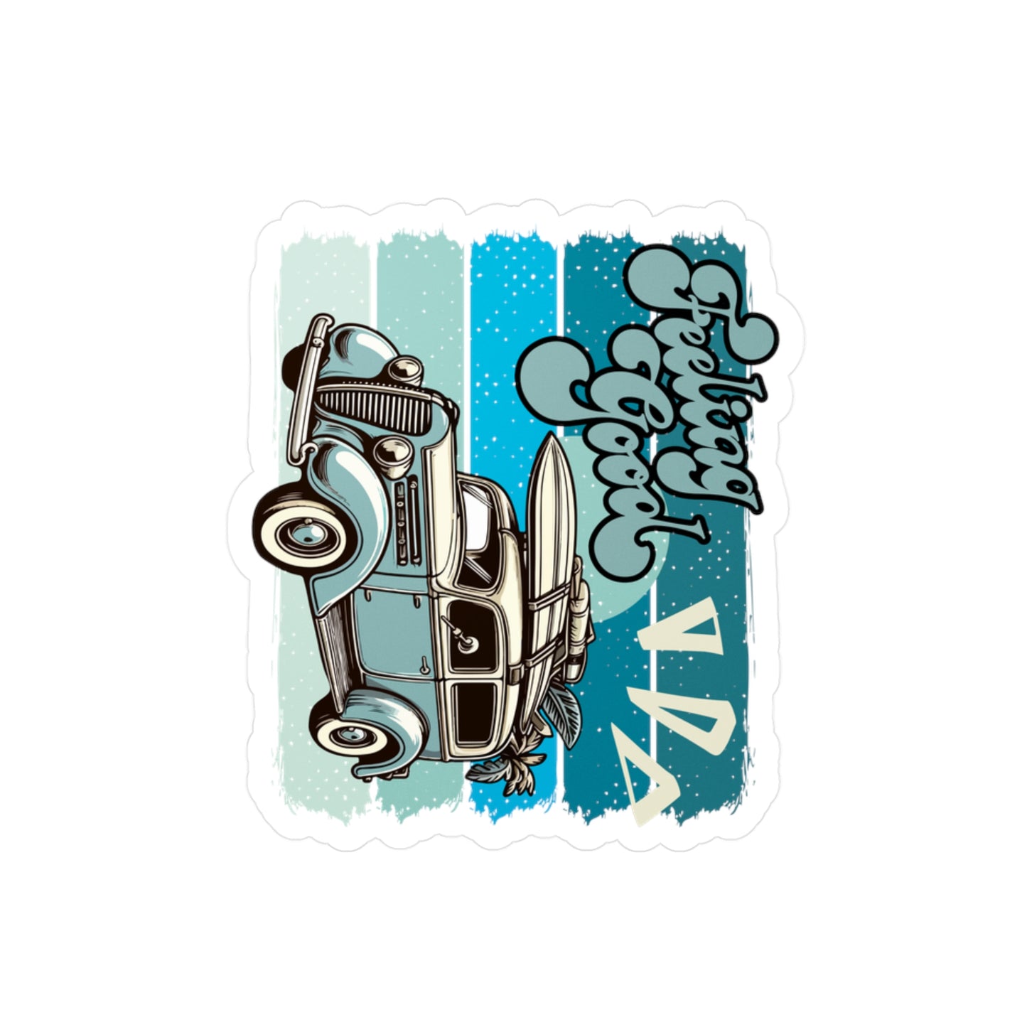 Feeling Good Retro Surf Car Sticker — Kiss-Cut Vinyl Decal