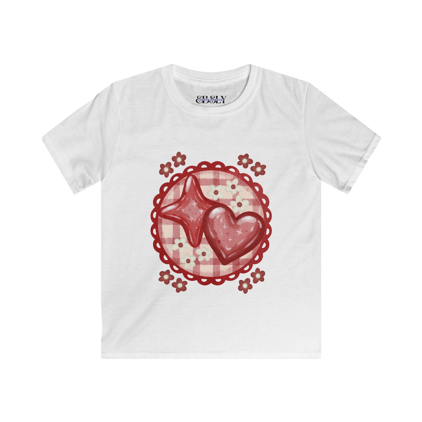 Cute Heart Pattern Kids Tee, Valentine’s Day Gift, Softstyle T-Shirt, Love Print Shirt, Casual Kids Apparel, Playful Fashion
