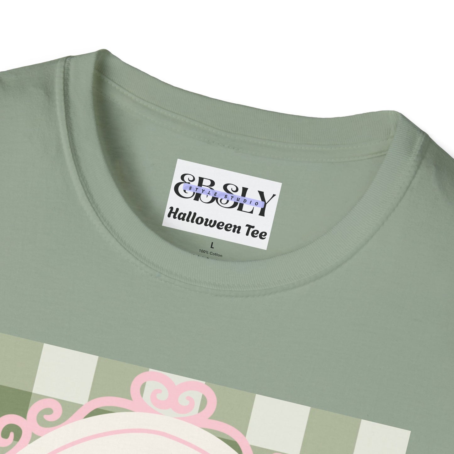 Cute Ghost and Butterfly Unisex Softstyle T-Shirt for Halloween, Casual Wear, Gift for Friends, Home Decor, Seasonal Fashion